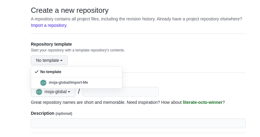 Create a new template repository